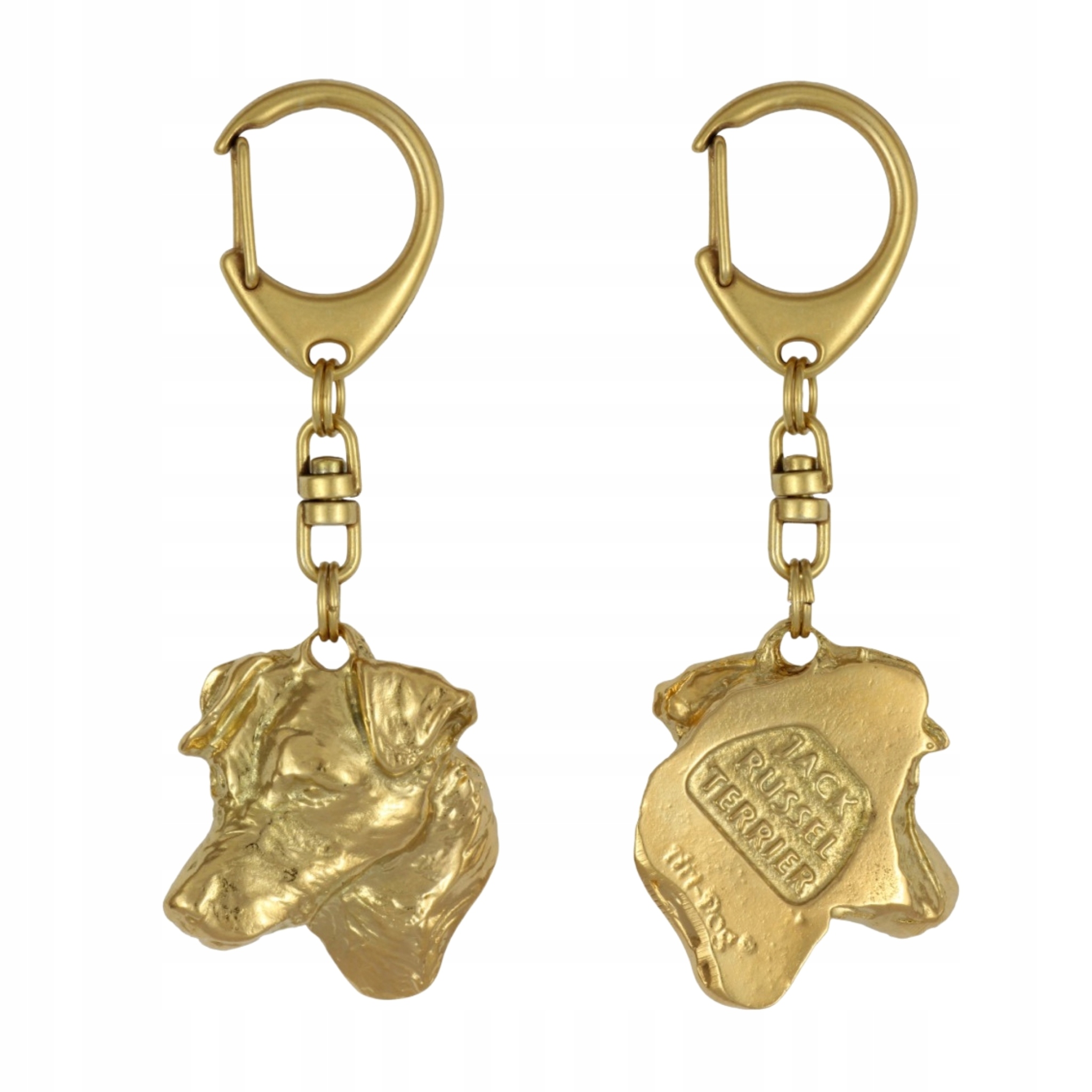 Jack Russell Terrier – pozlacený přívěsek na klíče na klíče se psem v dárkové krabičce