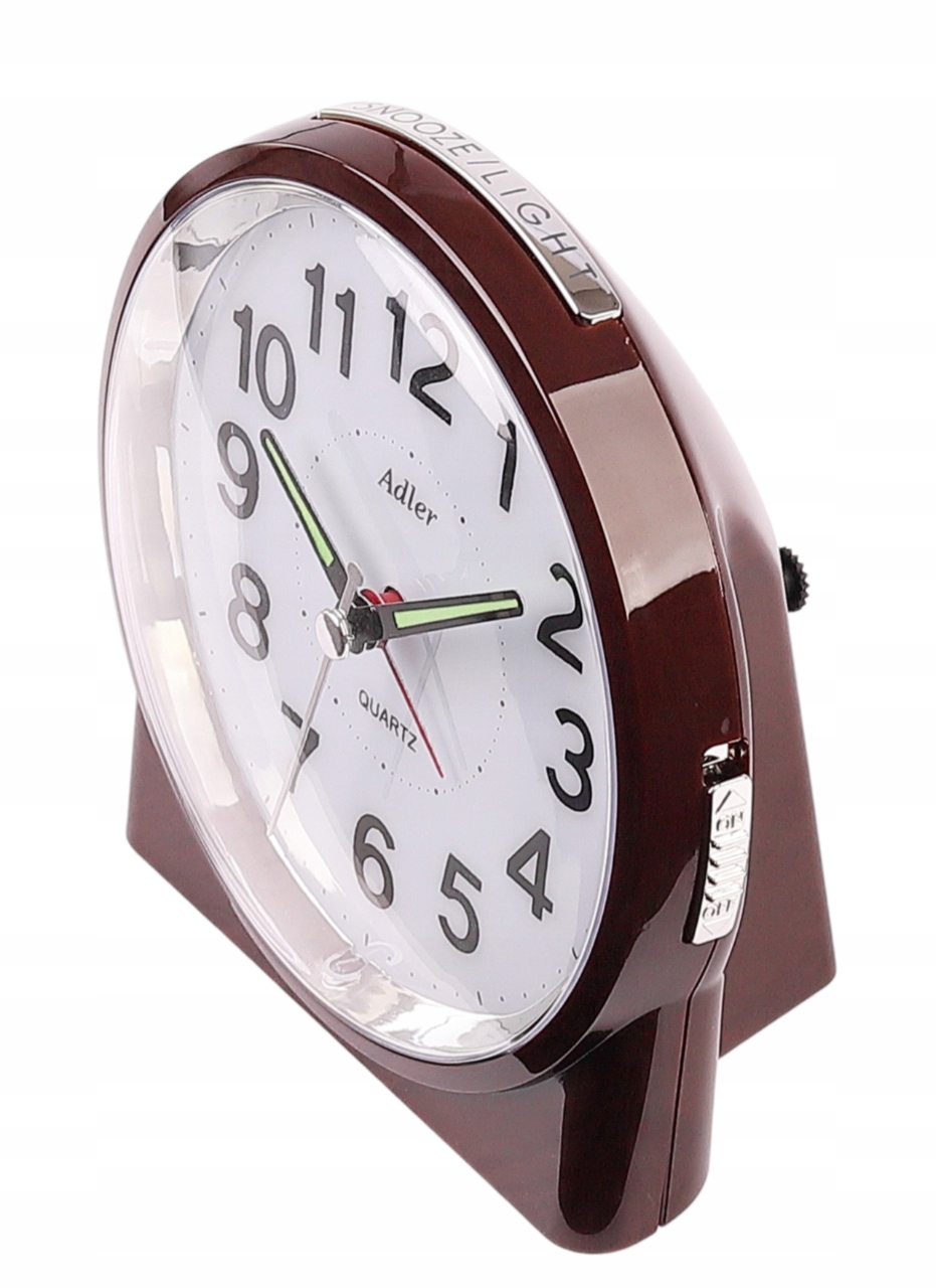 DUŻY BUDZIK KWARCOWY Adler PŁYNĄCY PT244 DARK CHERRY Marka Adler