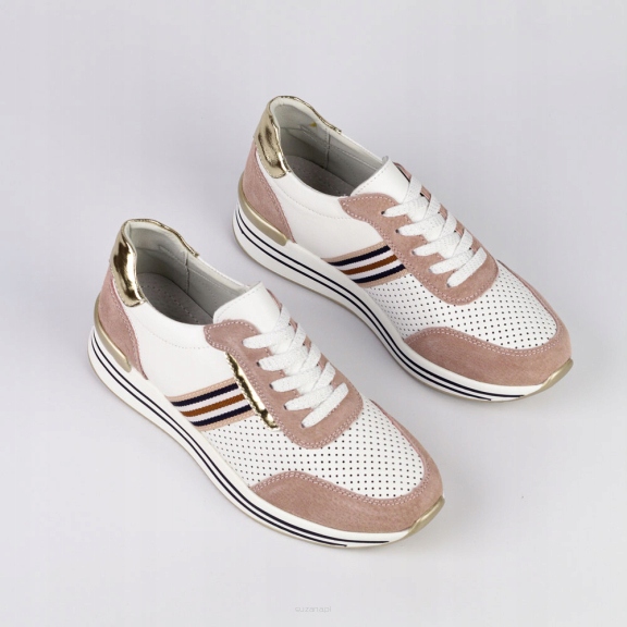 Różowe sneakersy damskie S.barski 21575 Skóra r36