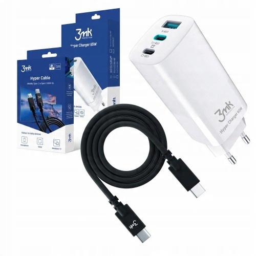 

Ładowarka sieciowa 3mk 65W +Kabel Usb-c 4K 100W 1m