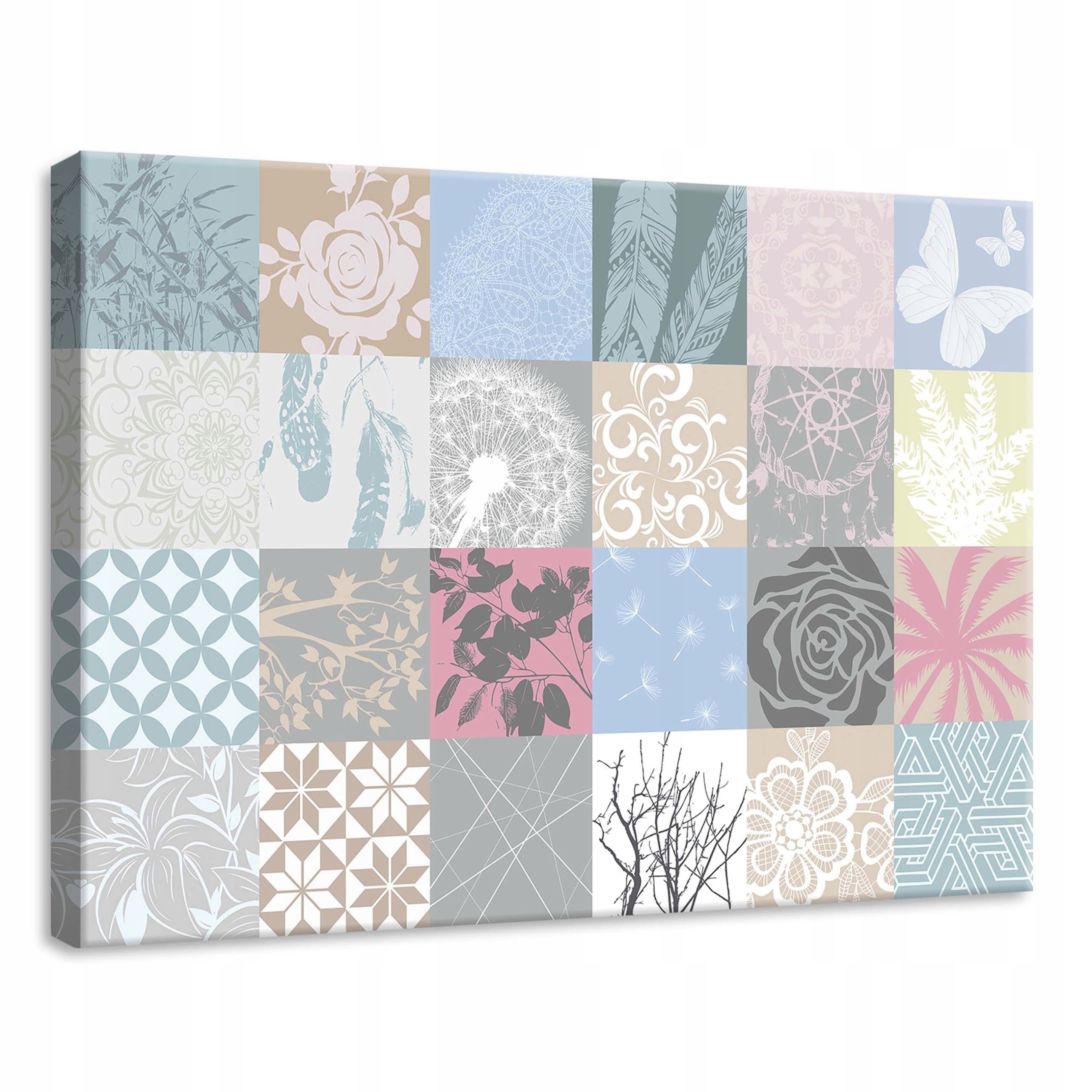 Obraz 70x50 Pastelové barvy koláž Květinové motivy příroda jemné vzory