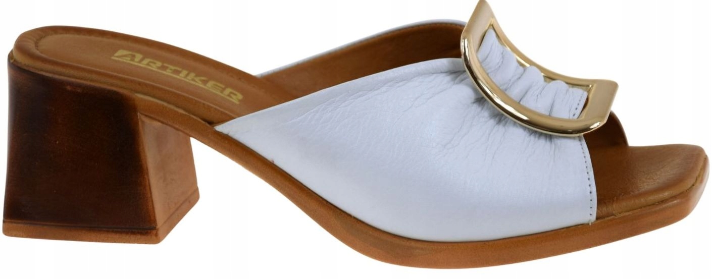 Elegantní nazouváky bílé na podpatku Artiker 58C2030 VEL.38