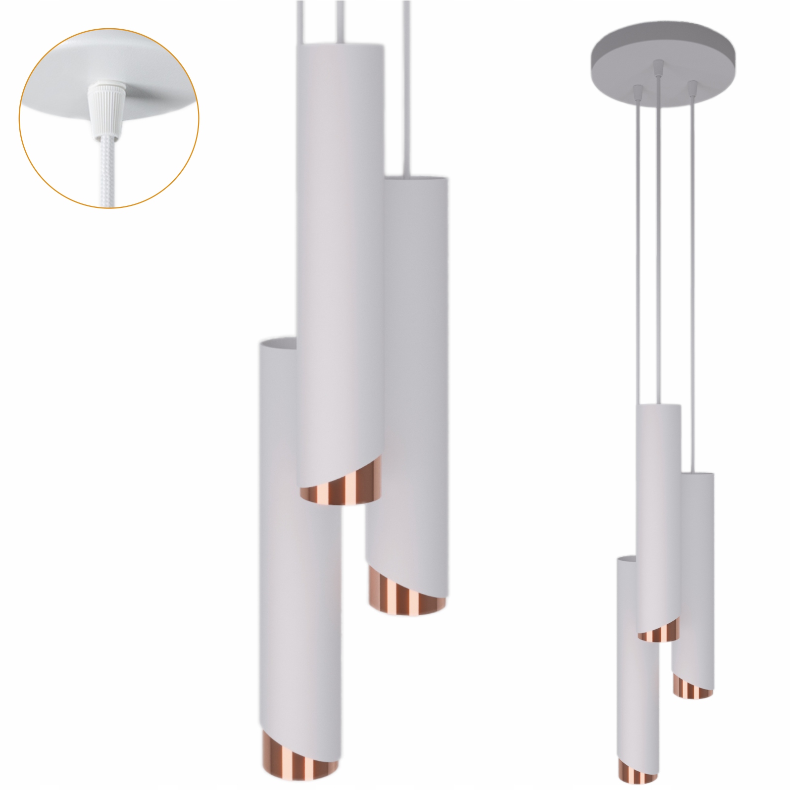 Závěsná kovová lampa Tuby Loft Bragi do obývacího pokoje do jídelny 3x40W