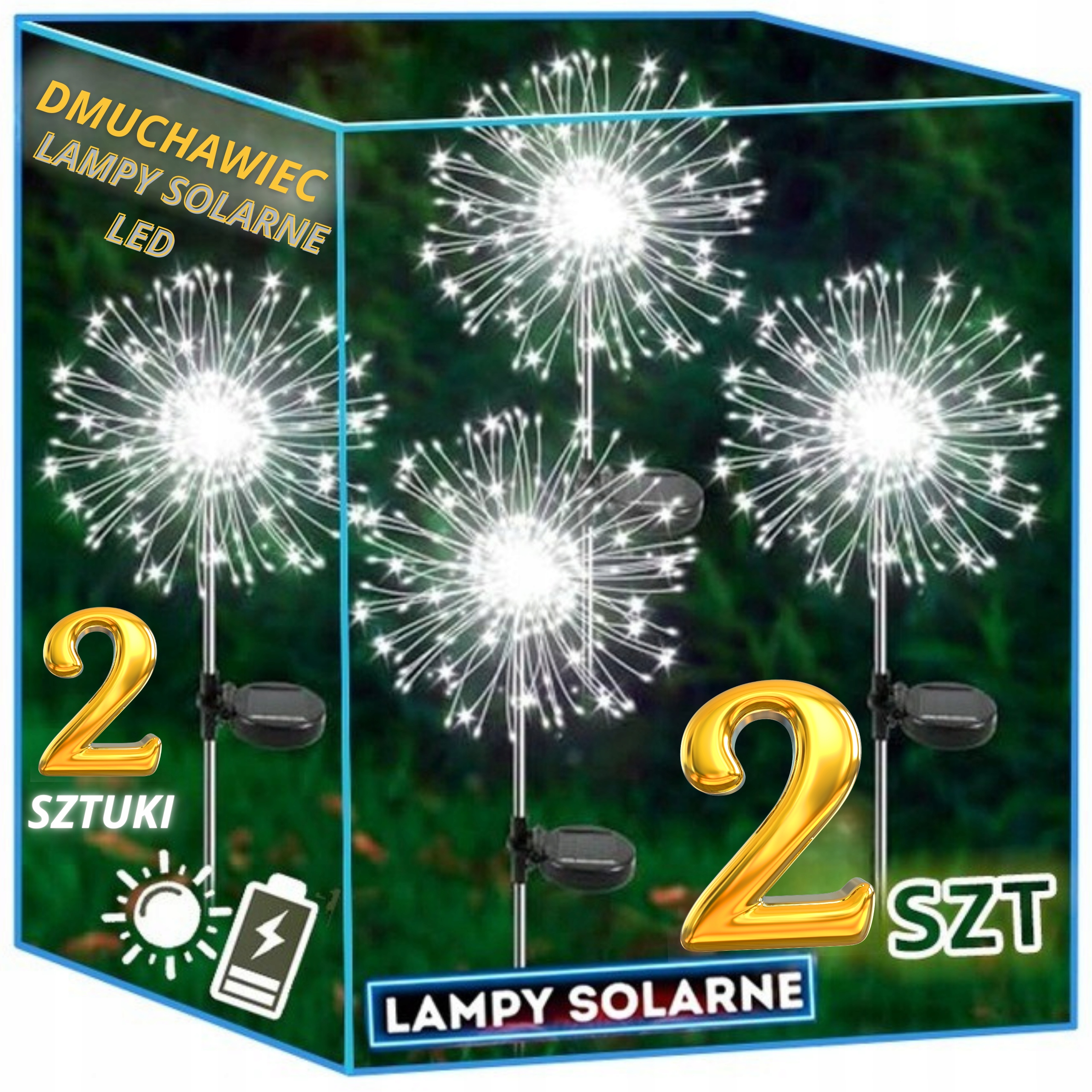 2x Solární Lampa Pampeliška Led Zahradní Zapichovací Ohňostroj Solární Stromek