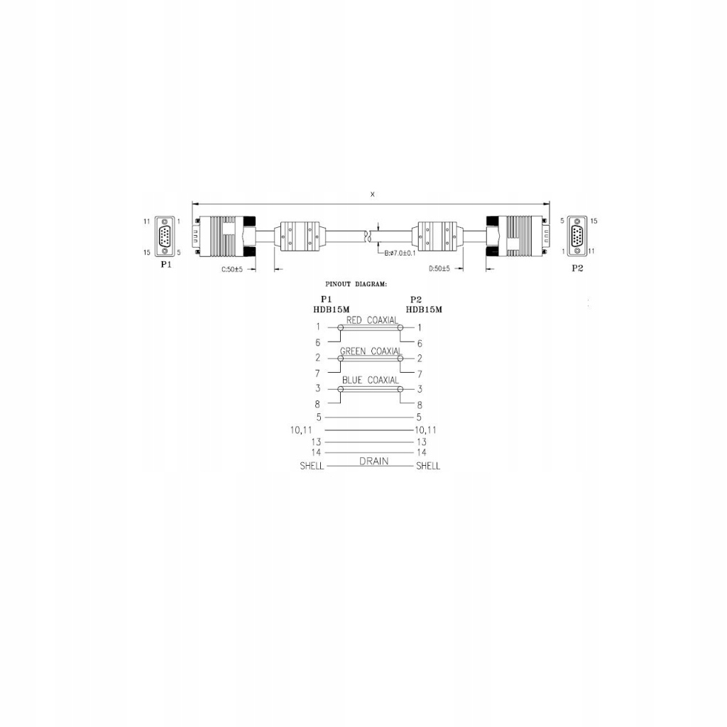 KABEL MONITOROWY 15M/15M SVGA 5M FERRYT ART oem Kod producenta KABSVGA M/M 5M AL-OEM-3