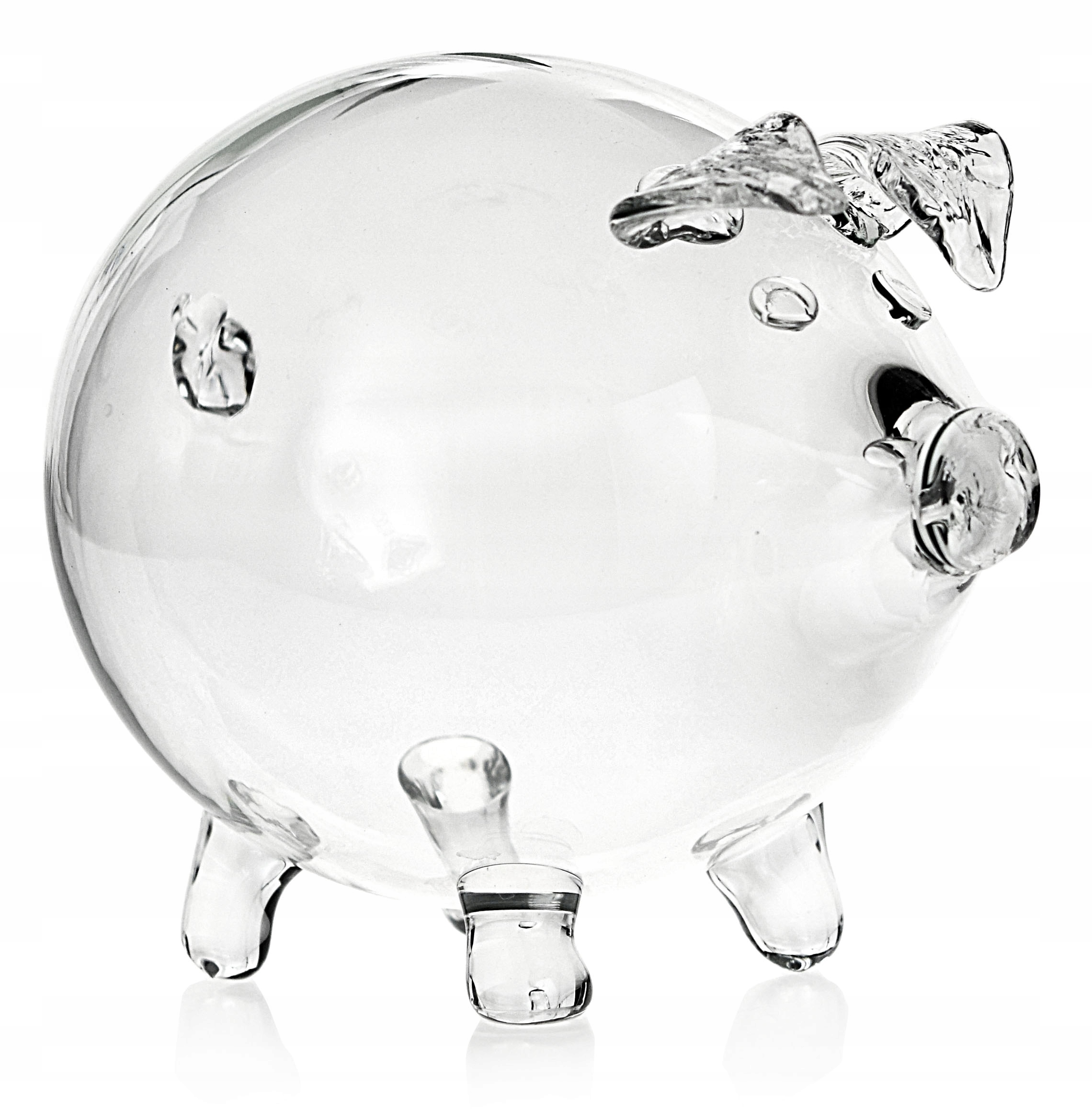 

Bezbarwna szklana Świnka skarbonka Duża XL