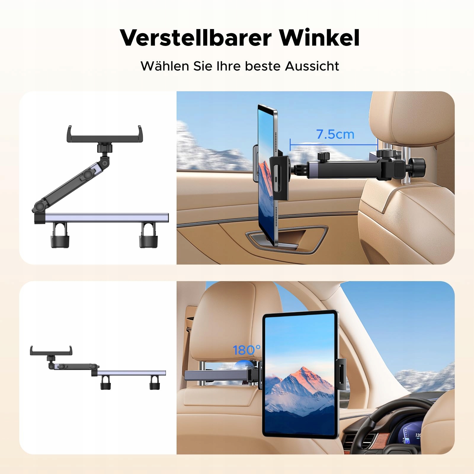 UGREEN Uchwyt Samochodowy Na Tablet 360 Stopni Do iPad i Innych Urządzeń — miniatura 2