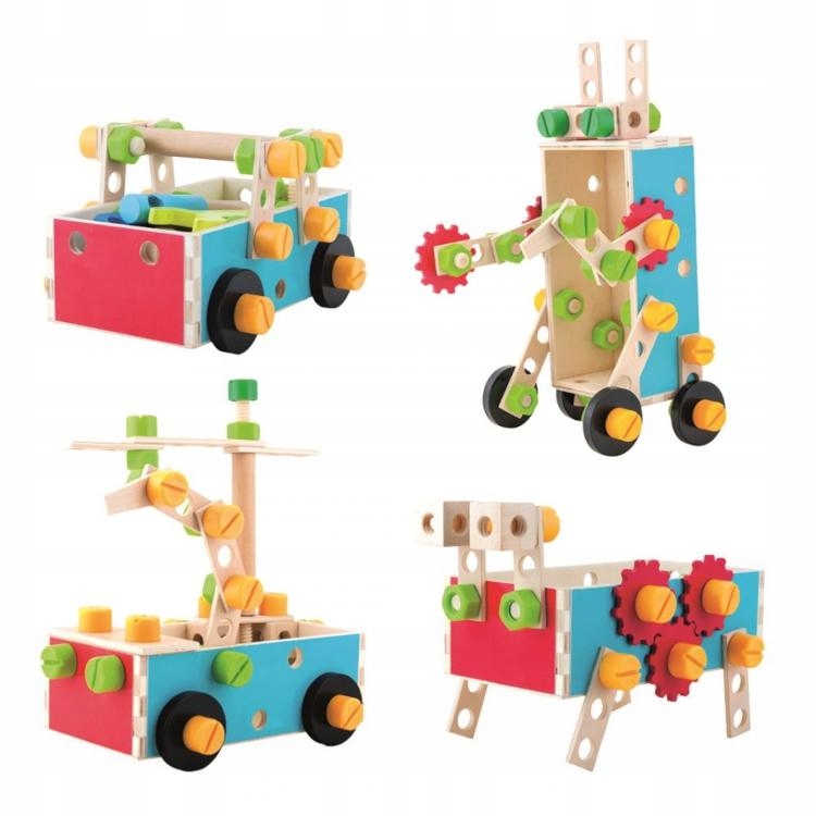 klocki drewniane konstrukcyjne narzędzia+skrzynia Seria 82147