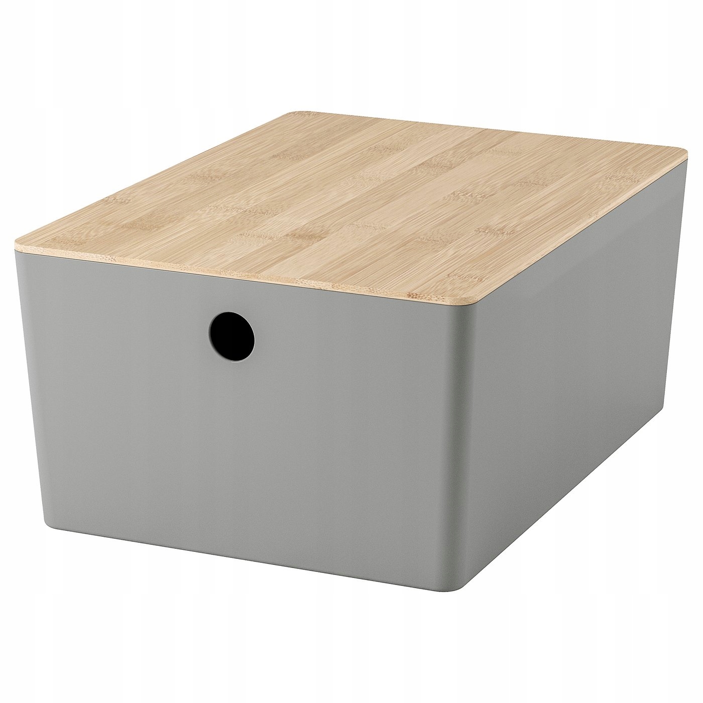 Kuggis Nádoba s víkem světle šedá/bambus 26x35x15 cm