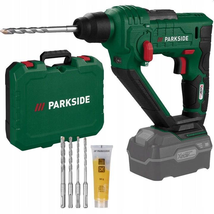 Příklepová Vrtačka Parkside Pabh D4 20V Akumulátorová Sds+ Kufr Sada