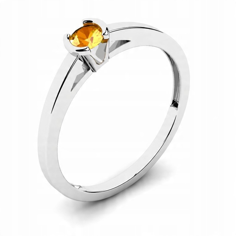 

Pierścionek Z Białego Złota Z Cytrynem 0.15CT