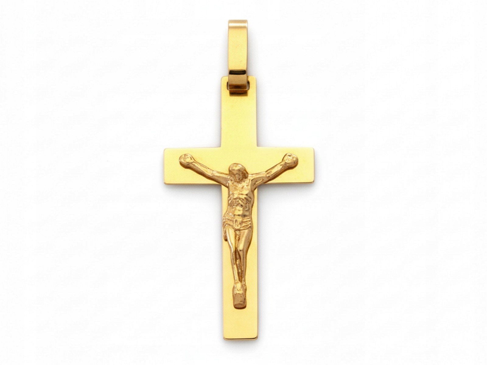 Přívěsek zlatý 585 křížek s proužkem 37 mm pro svaté přijímání bez kamenů 2.48 g