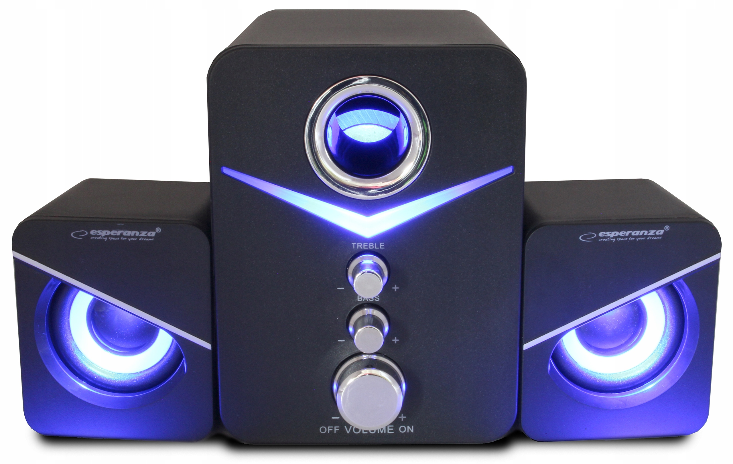 GŁOŚNIKI KOMPUTEROWE 2.1 USB LED MOCNE ZESTAW PC Marka Esperanza