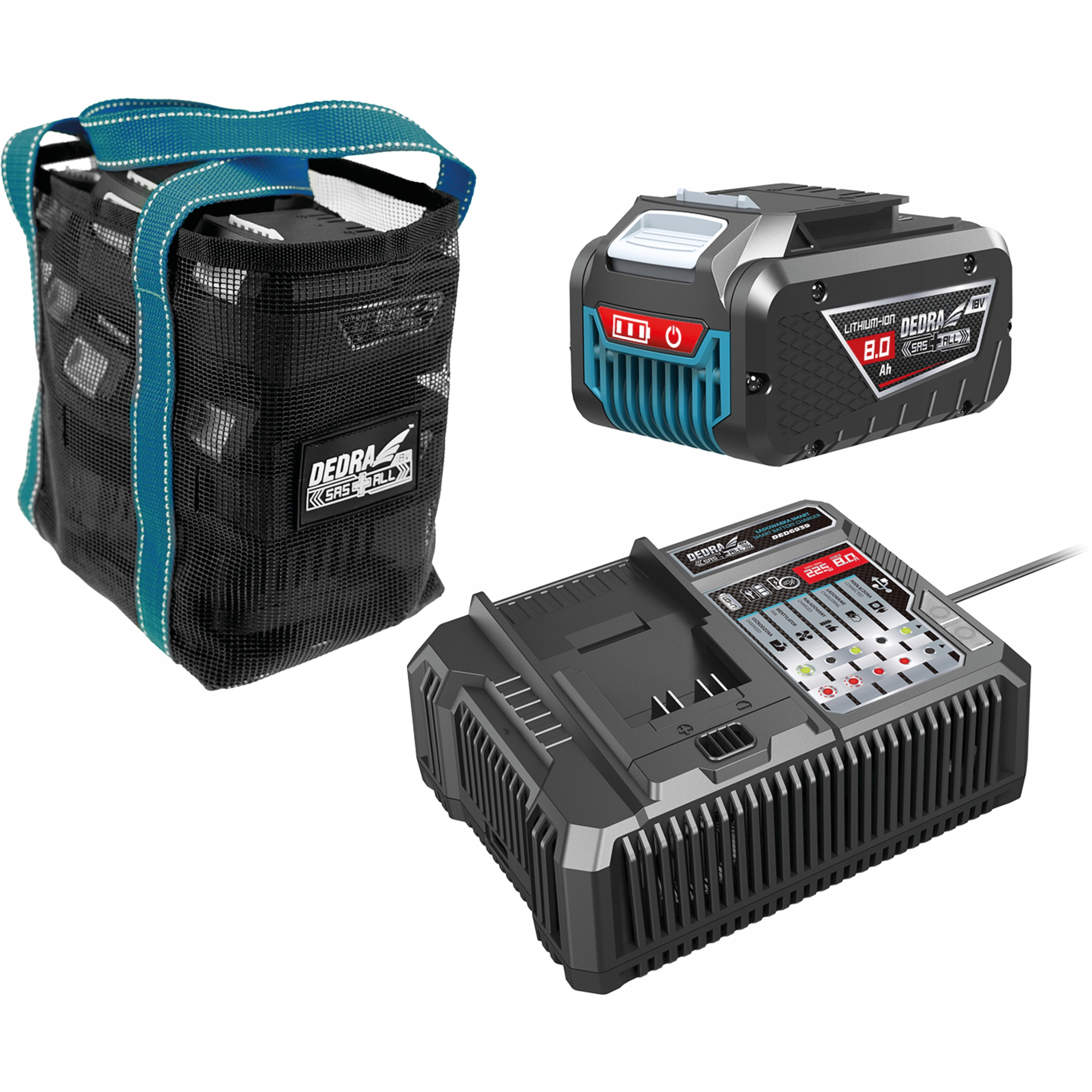 Startovací Sada Akumulátor Baterie 8Ah Rychlonabíječka 8A Taška Dedra