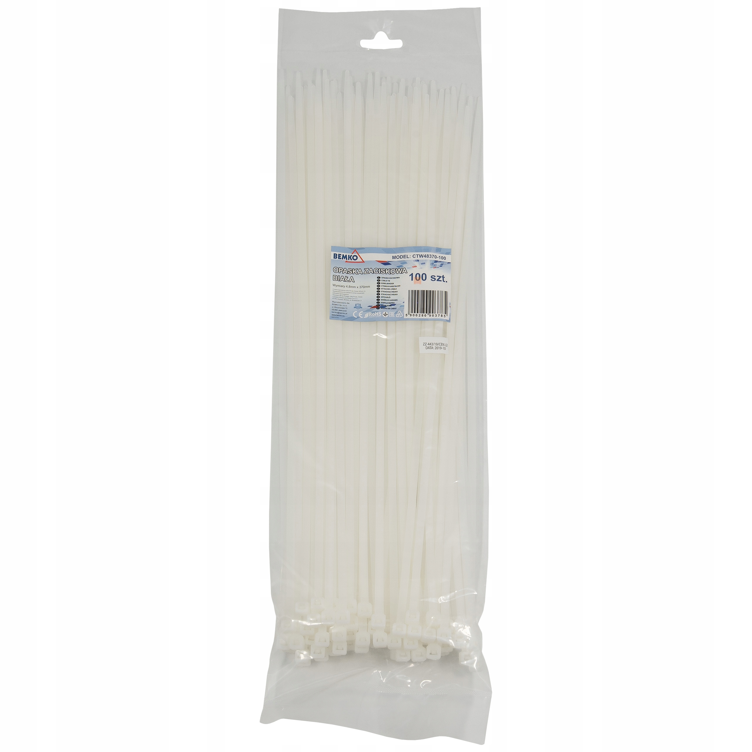 

Opaski zaciskowe trytytki 4,8x370mm białe 100szt
