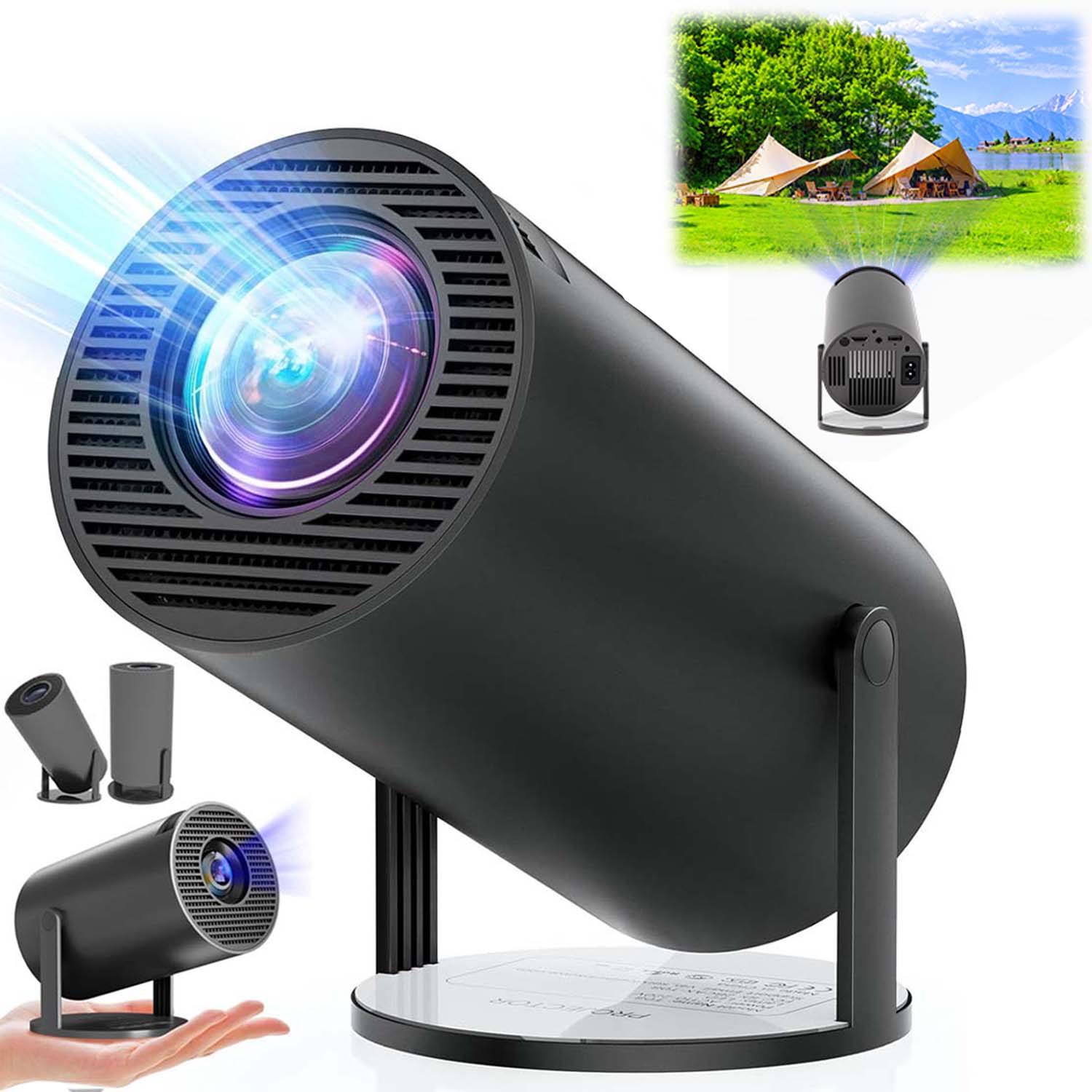 Projektor Android Rzutnik Obrotowy Tv Wifi Mini Przenośny Bt Smart Pilot 4K