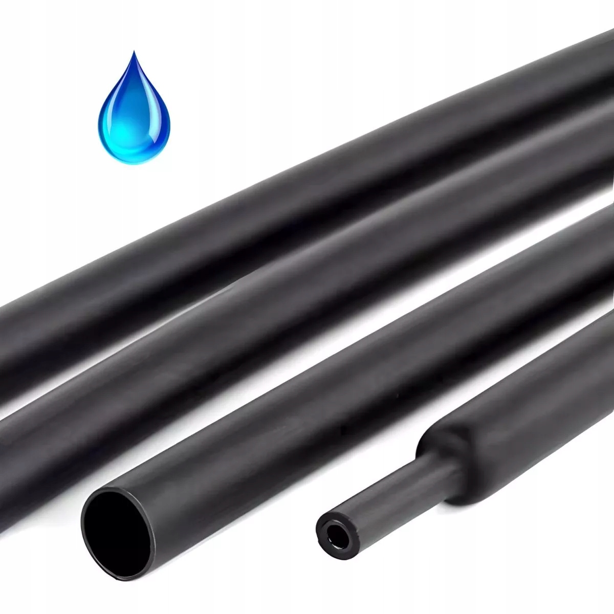 Rurka 6,4mm termokurczliwa z klejem czarny Średnica po obkurczeniu 3.2 mm