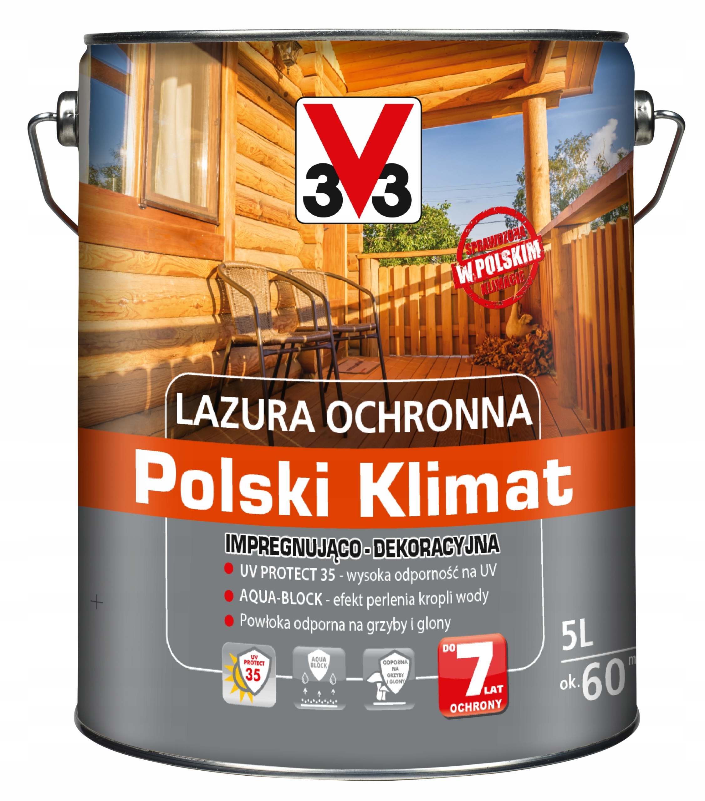 V33 Lazura Ochronna Polski Klimat Bezbarwny 5l