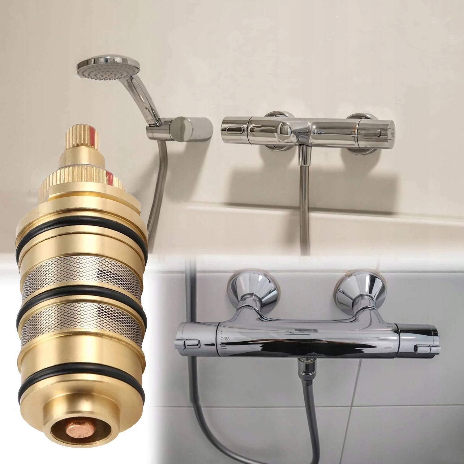 Termostatická Kartuše Mosaz Snadná Instalace Multifunkční Regulace