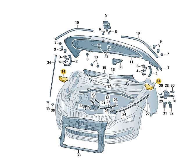 ZAŚLEPKA PODKŁADKA MASKI SKODA KAROQ LEWA Producent części Inny