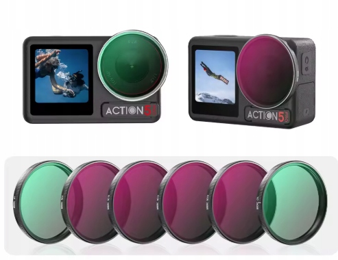 Zestaw Filtrów do Dji Osmo Action 5 Pro (6 szt) ND8 ND16 ND32 ND64 Cpl Uv