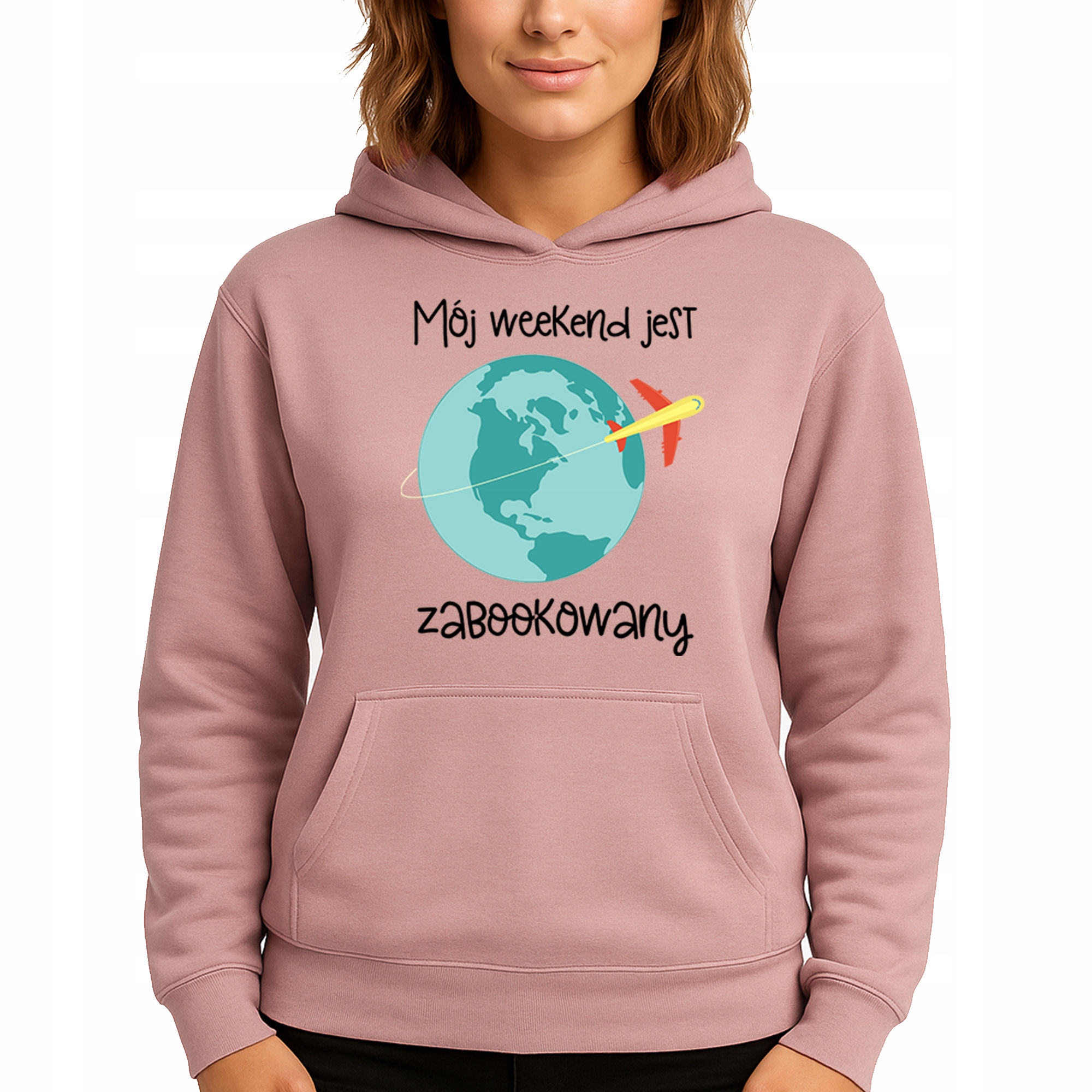 Mikina Růžová Hoodie S Kapucí Dárek Víkend je zabookovaný S