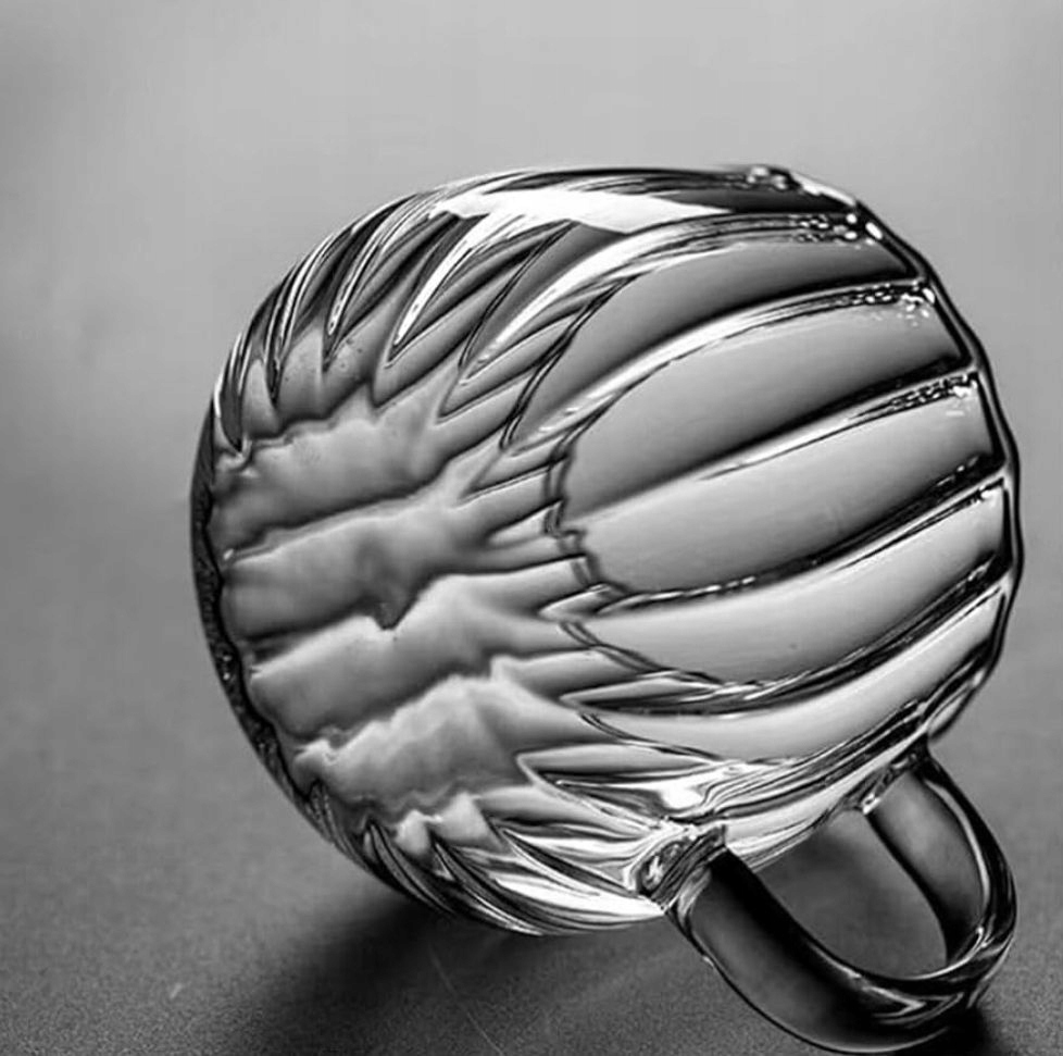 FILIŻANKA SZKLANKA DUŻA RYFLOWANA Z UCHEM KUBEK NA KAWĘ HERBATĘ 400 ml Pojemność 400 ml