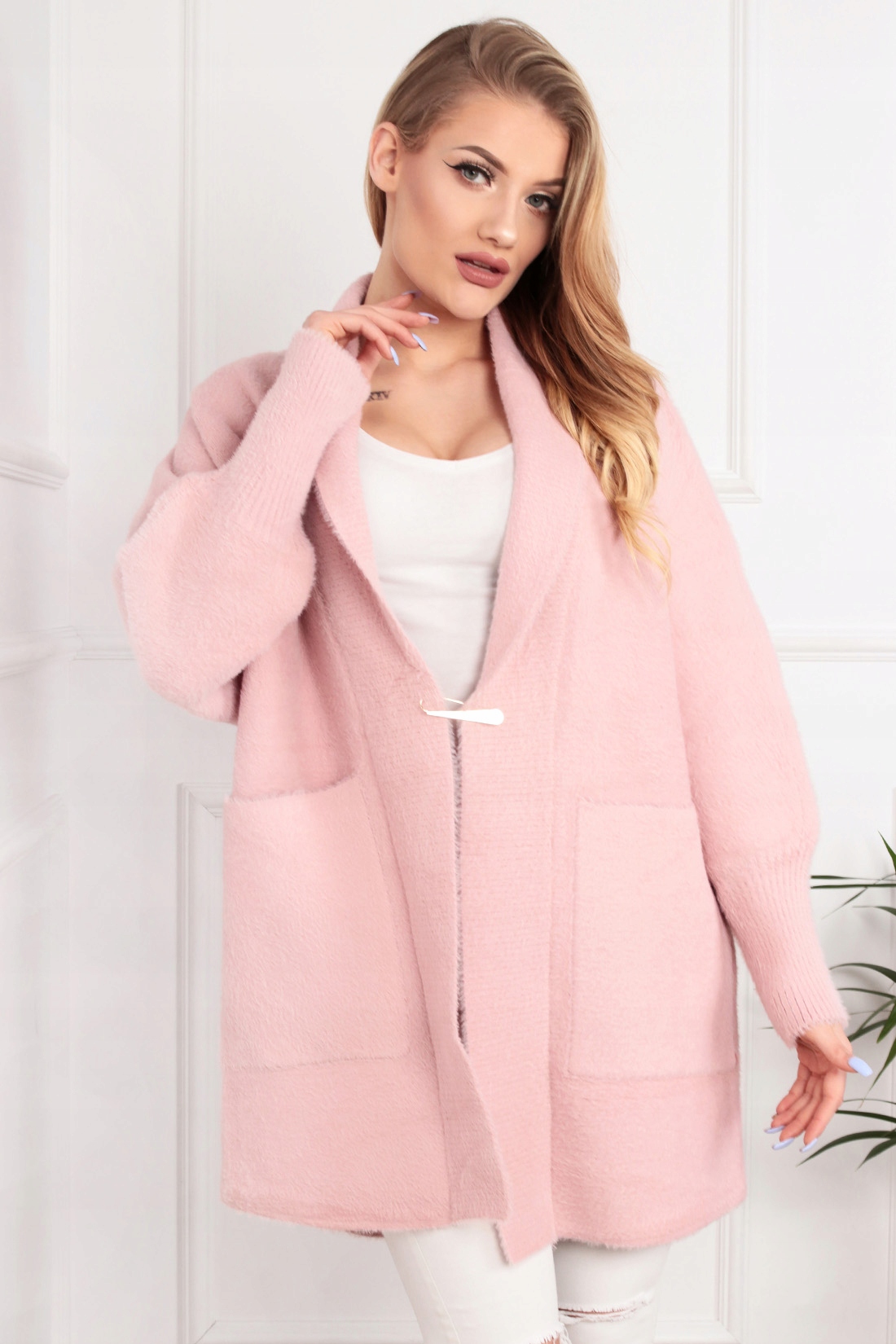 ALPAKA DAMSKA PŁASZCZ KURTKA SWETER CIEPŁA DŁUGA KOŁNIERZ WYGODNA 2044 Rodzaj bez kaptura