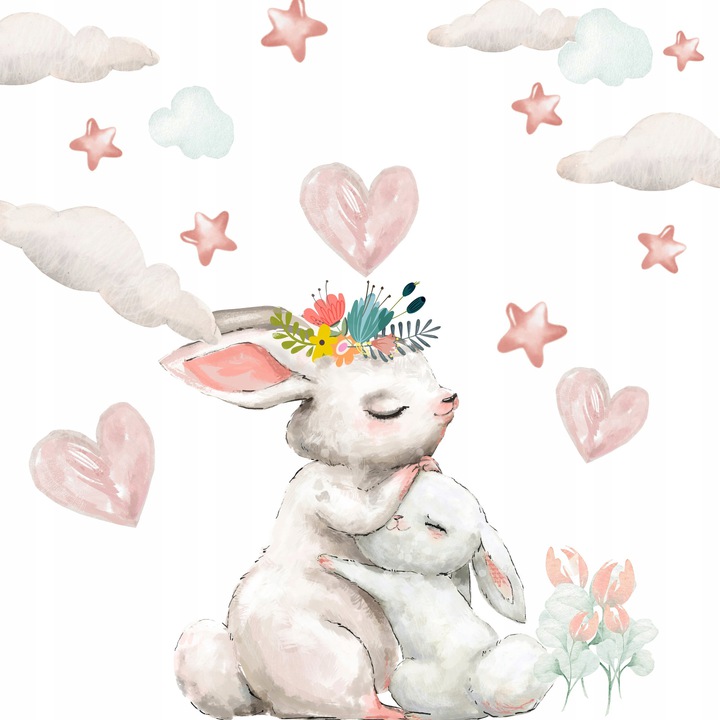 

Naklejka ścienna pastel króliczki serca dla dzieci