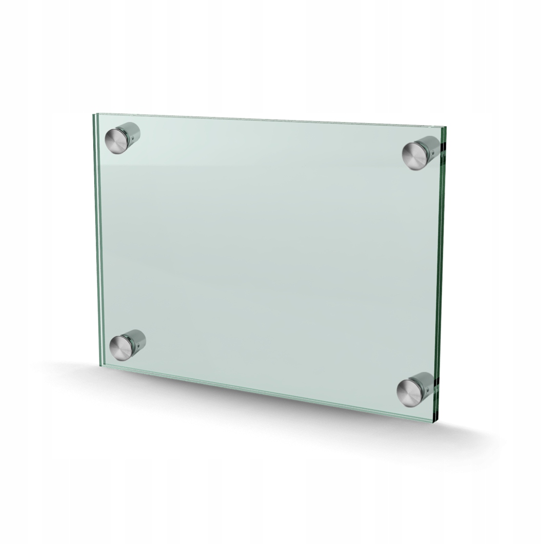 Tabliczka 297x210 mm (A4) na dystansach 15 mm szkło hartowane