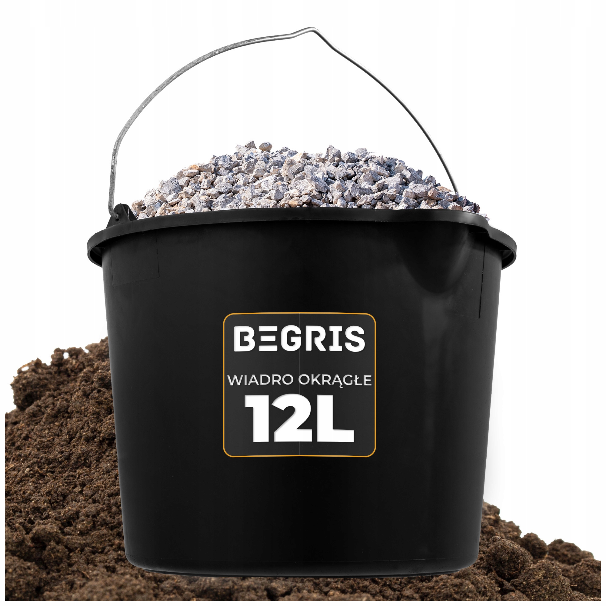 WIADRO BUDOWLANE GOSPODARCZE Z LEJKIEM CZARNE 12L Marka BS TRADING GROUP