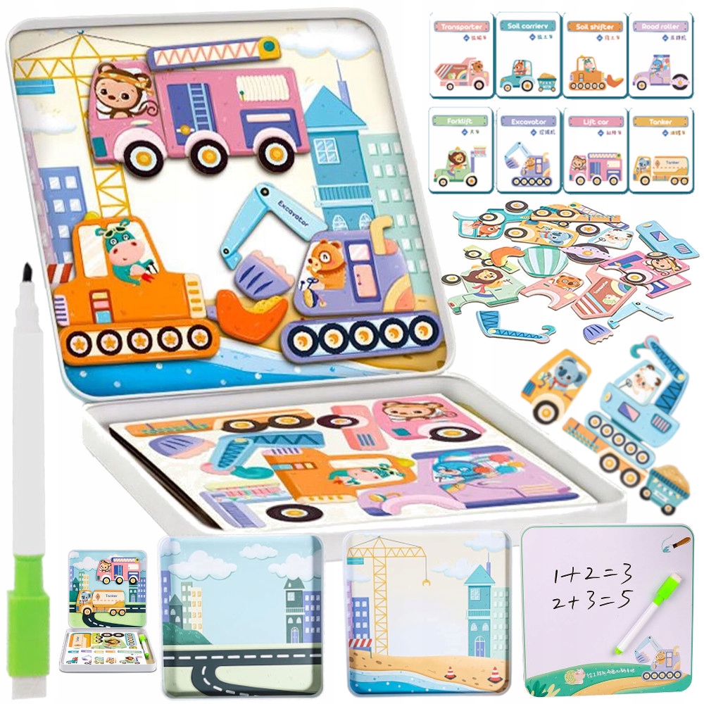 

Puzzle Magnetyczne Montessori Układanka Samochody