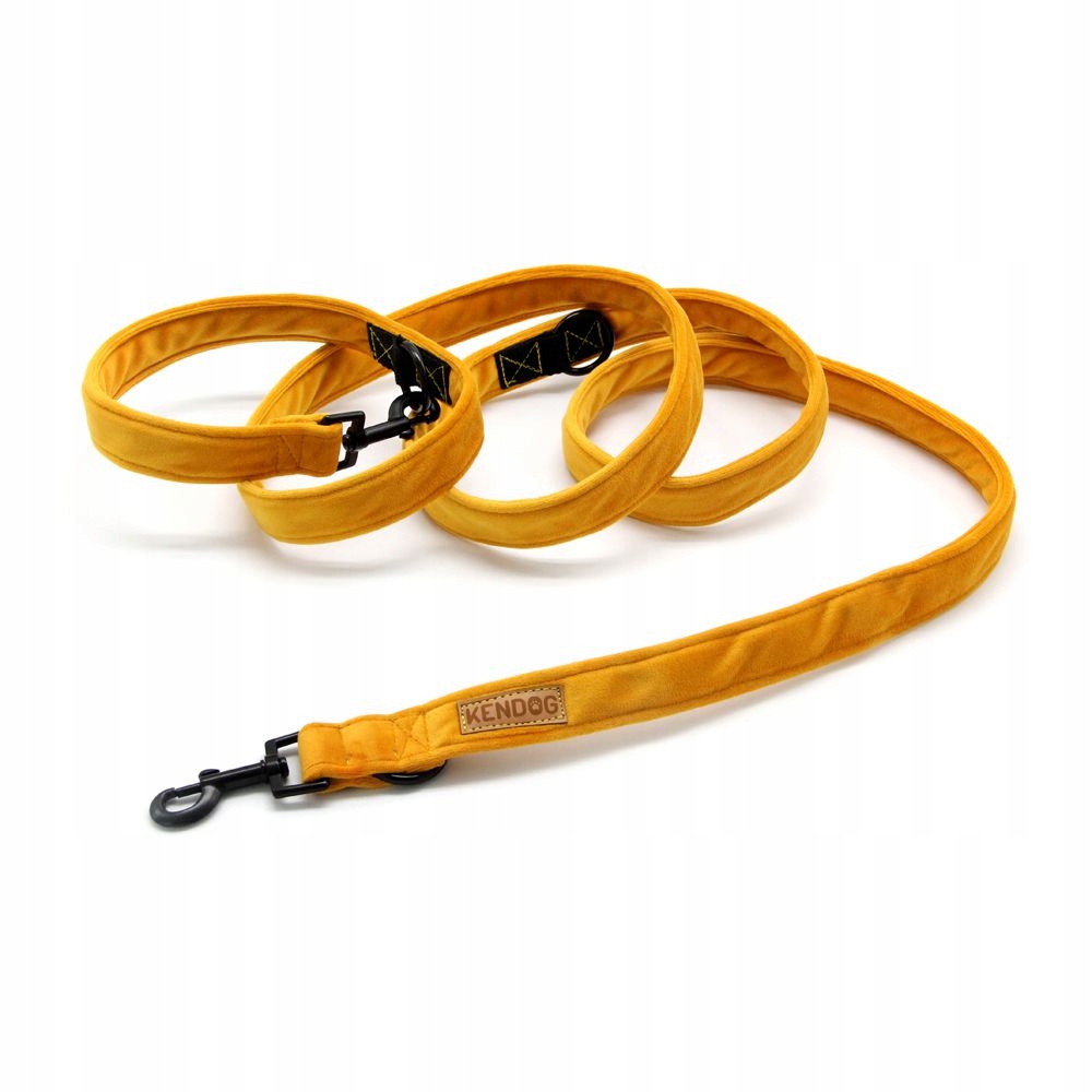 Levně KenDog Vodítko přepínací Velvet Yellow 200 cm velurová