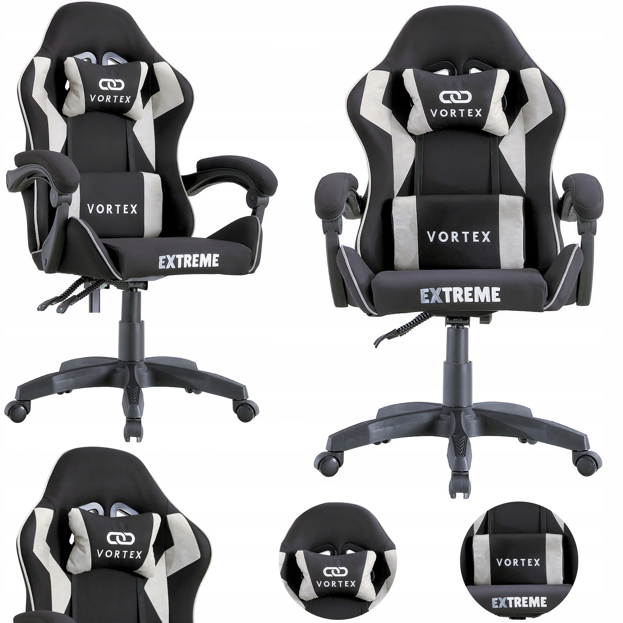 Otočná herní židle pro hráče, Pohodlná, Látková 2 Polštáře