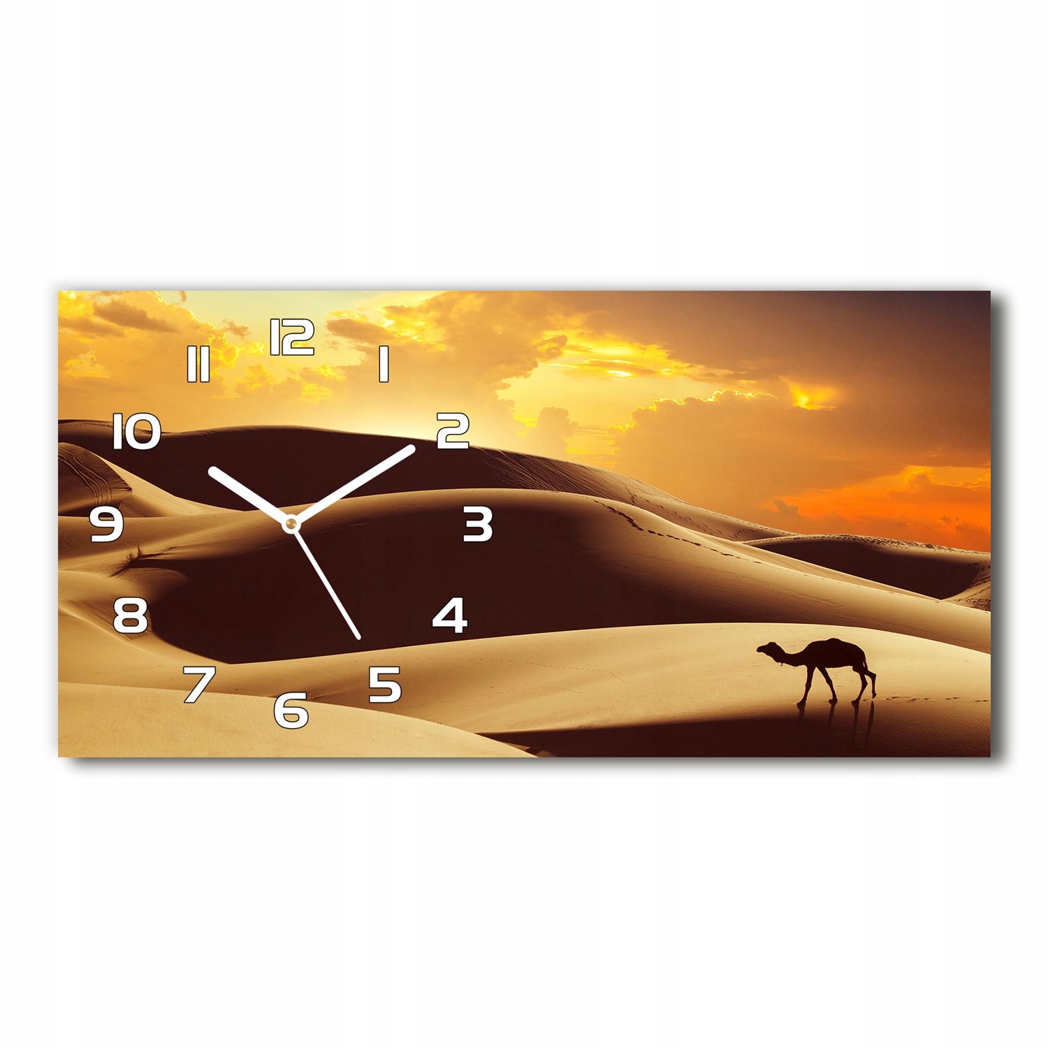 

Piękny szklany zegar ścienny Wielbłąd Sahara 60x30
