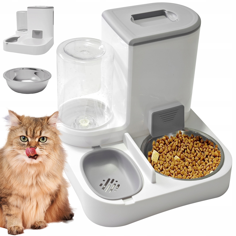 Levně Miska Výdejník Vody A Krmiva 2V1 Automatická 1L Voda 22L Krmivo Pro Psa Kočku