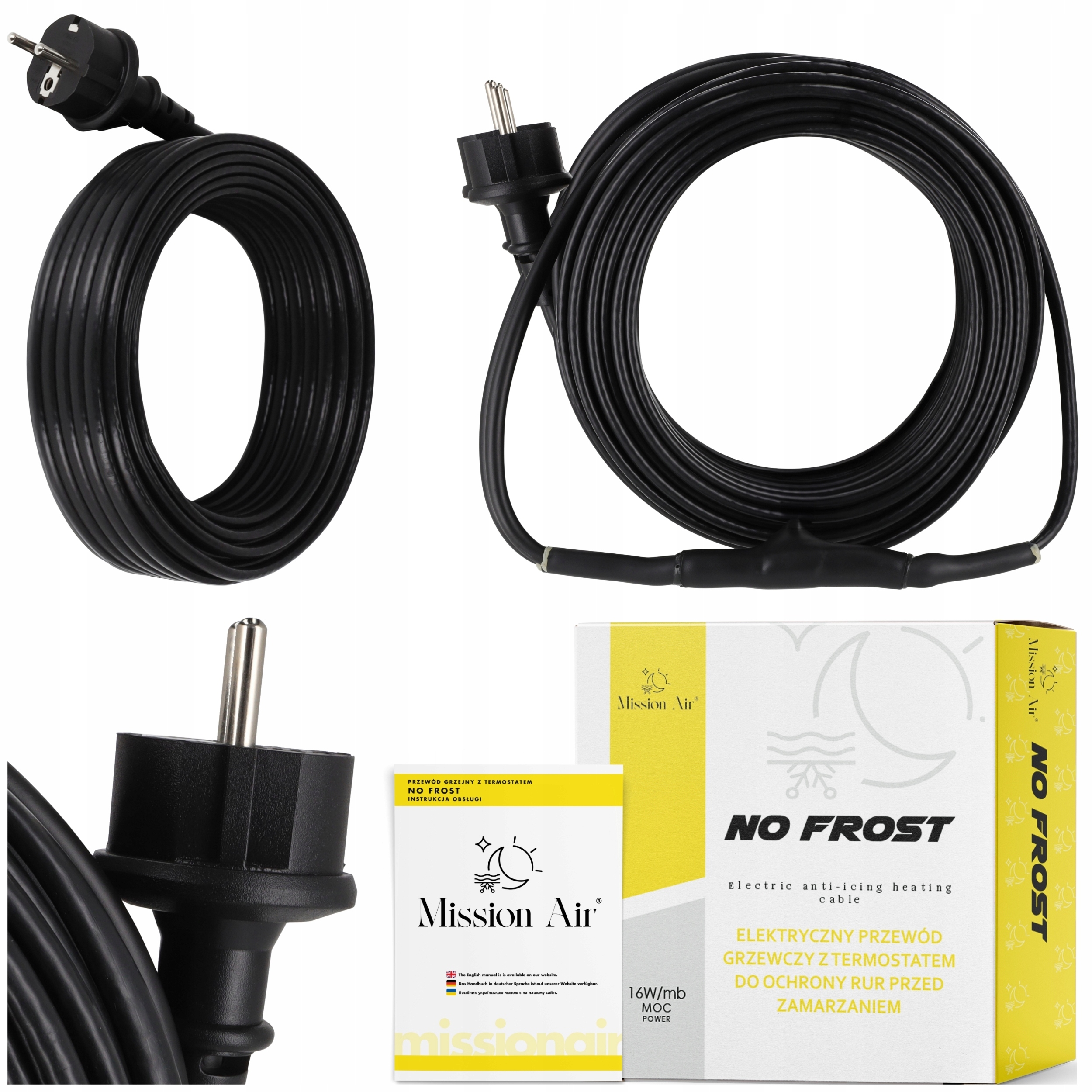 Kabel Grzewczy Przewód Grzejny Z Termostatem do rur rynny dachu 16W/m 3M