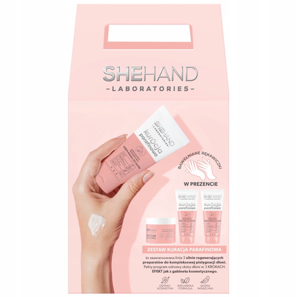 SheHand Zestaw Prezentowy Kosmetyków Kuracja Do Rąk Peeling Parafina Krem