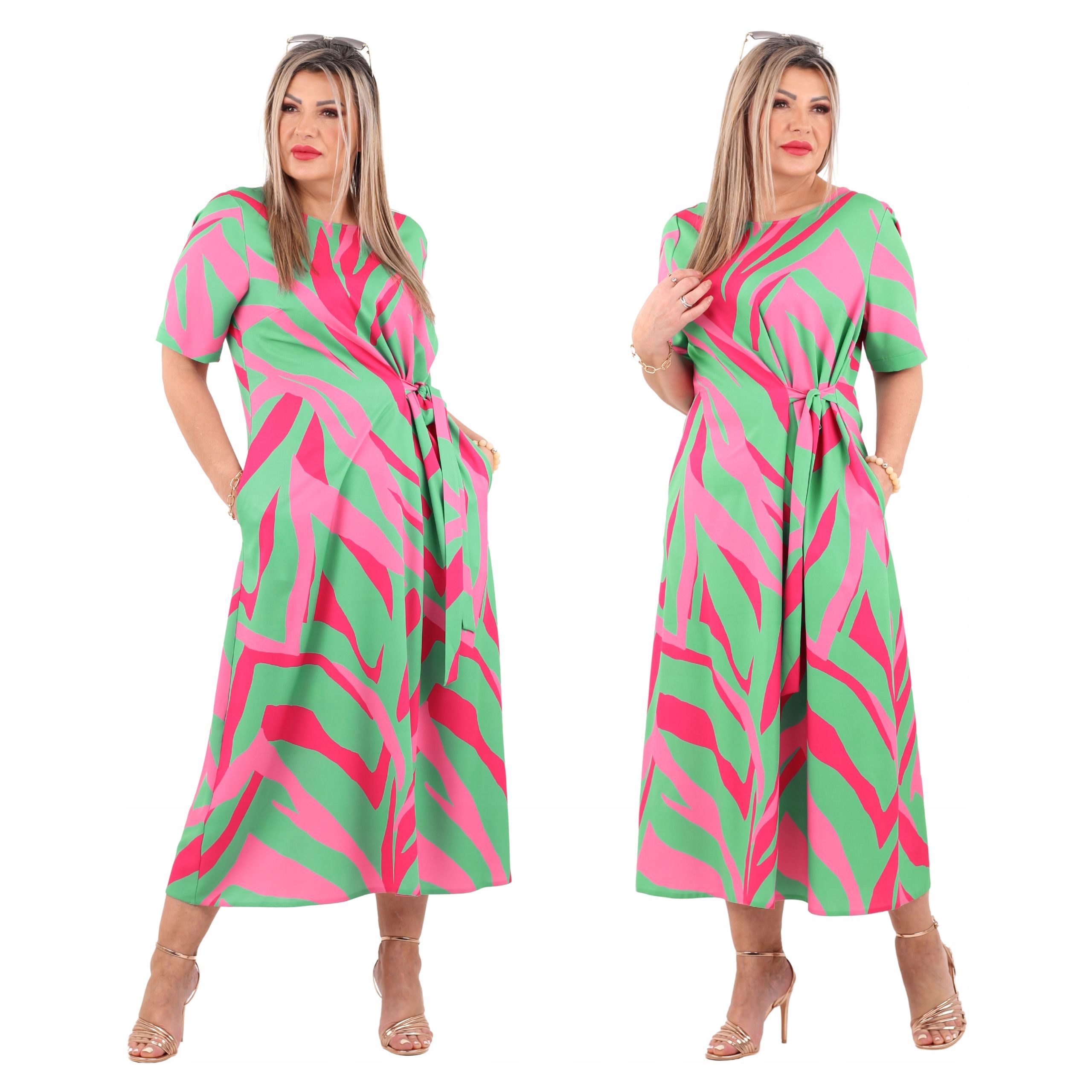 Sukienka długa zwiewna duże rozmiary Polski Producent weselna z kieszeniami