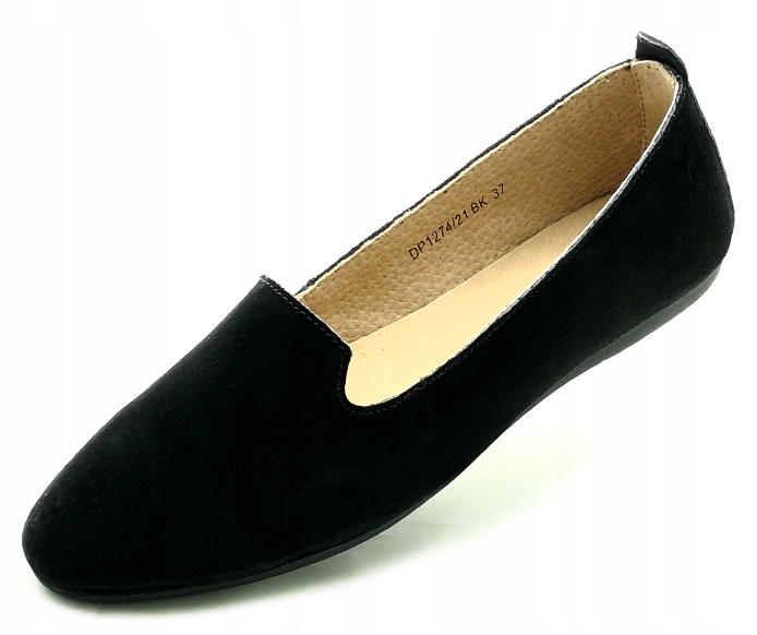 

Baleriny loafersy Skórzane damskie czarne DP1274