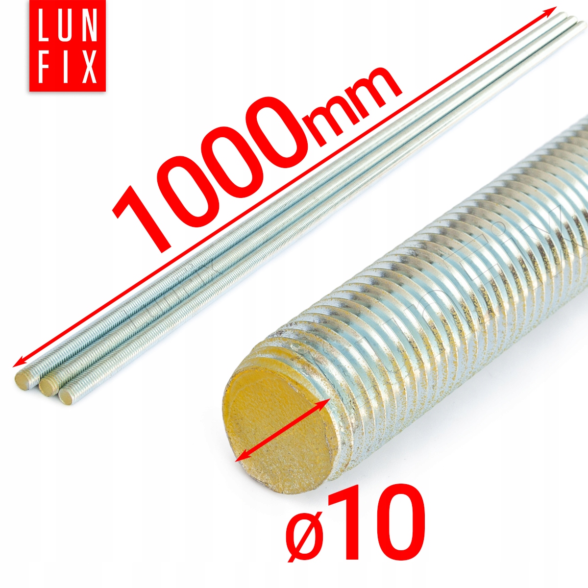 PRĘT GWINTOWANY SZPILKA M10 OCYNK1000MM kl 8,8 1SZ Stan opakowania oryginalne