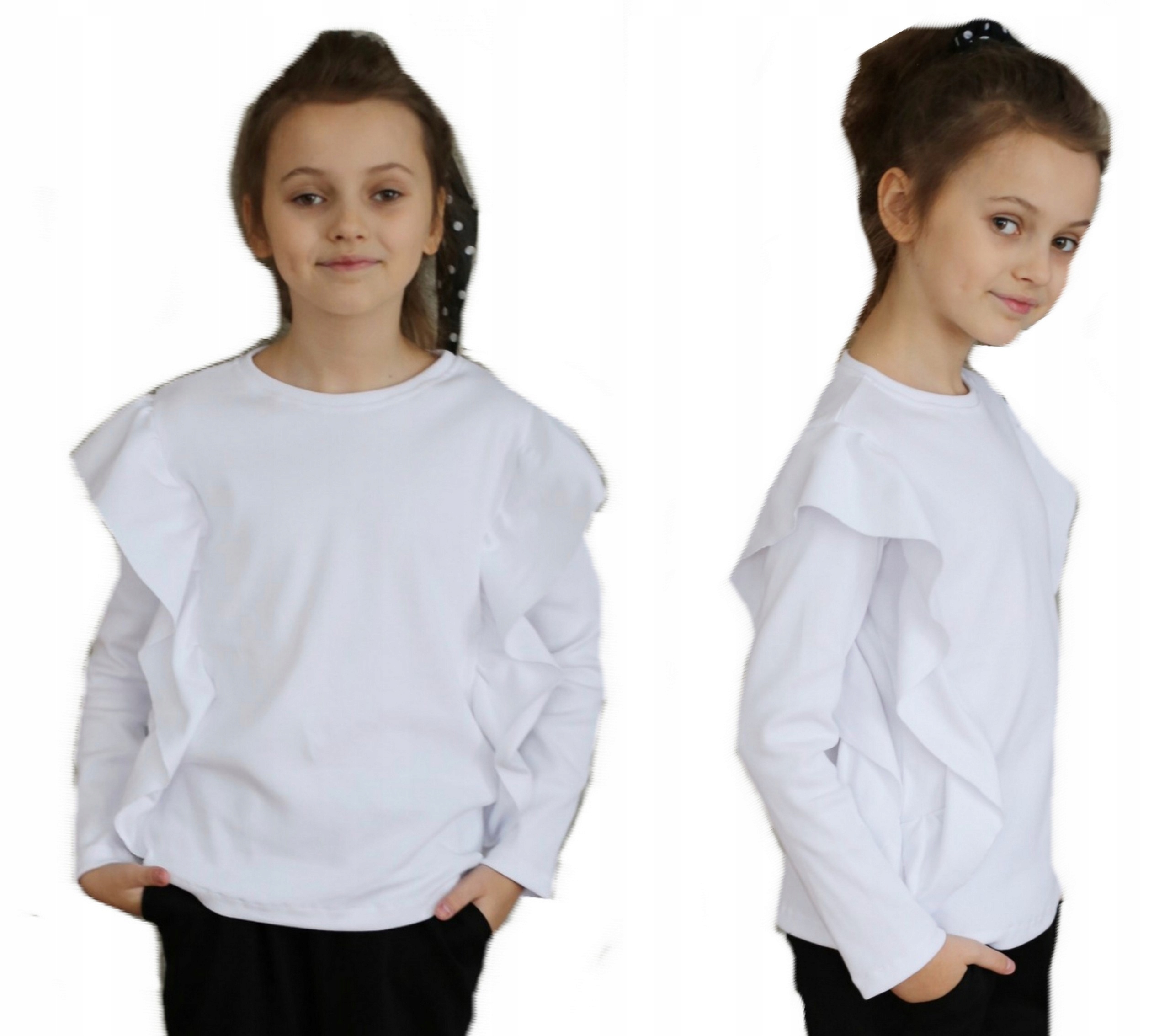 

Bluzka biała prążki falbanka royal kids 152-158