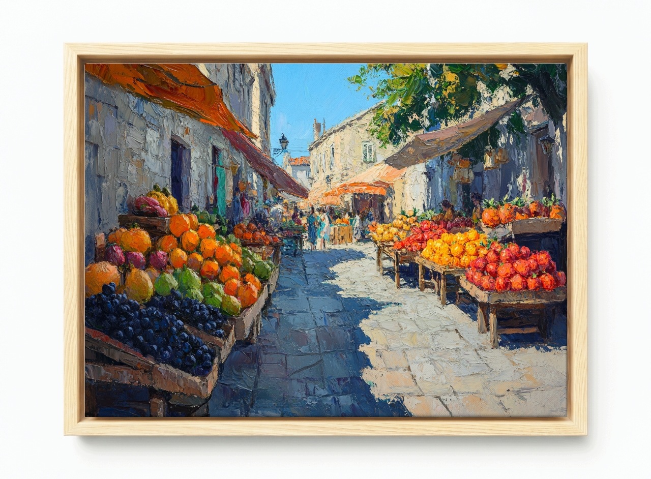 Obraz Rama American Box Krajina Středomořská Ulice Trh Ovoce 60x40