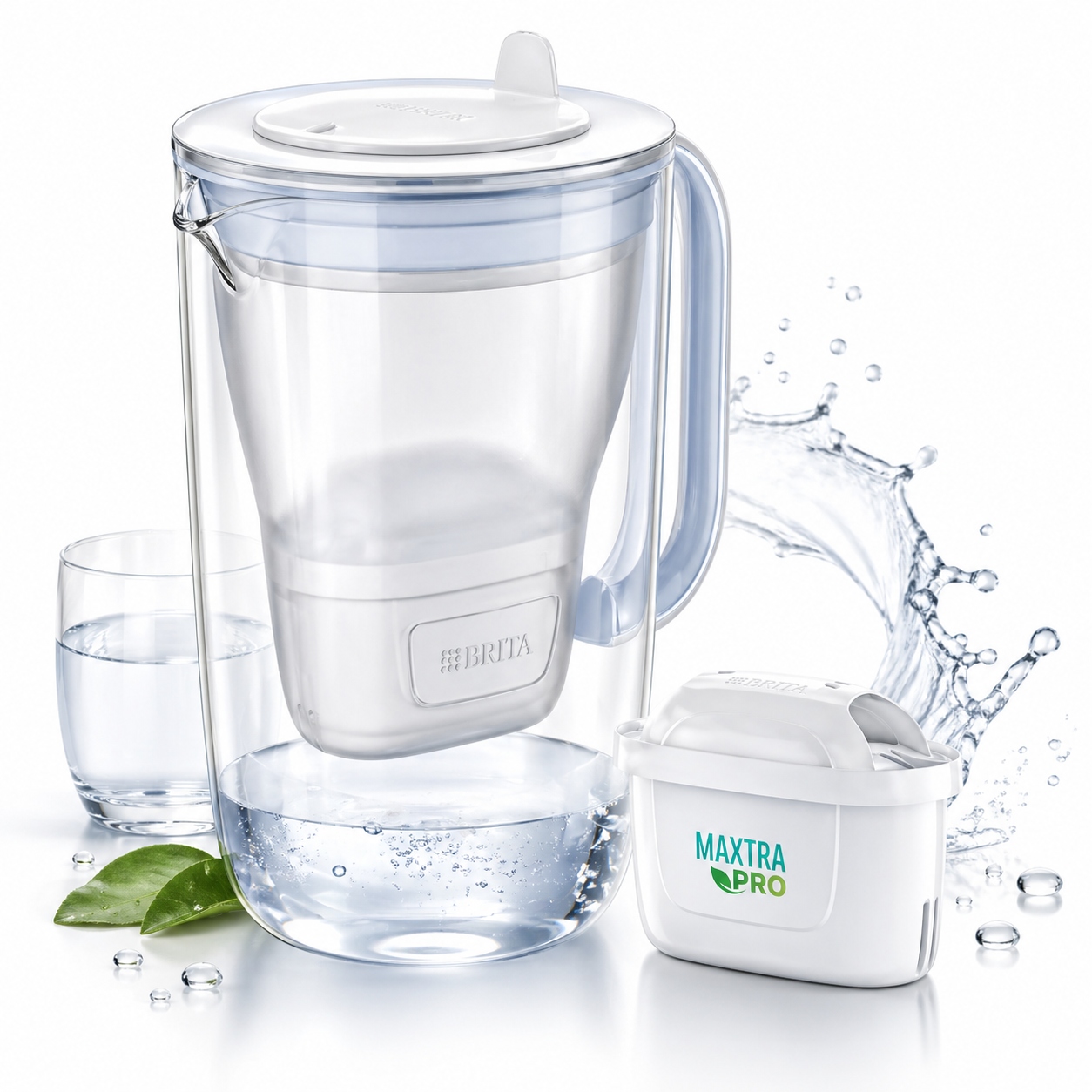 Filtrační konvice Brita na vodu ze skla 2,5 l filtr Maxtra Pro Bílá