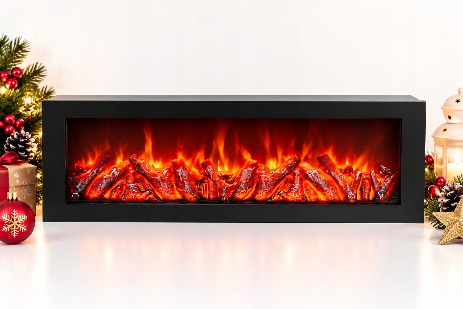 Led Elektrický Krb 76 CM, Dekorativní Efekt Plamene, Černý, Usb