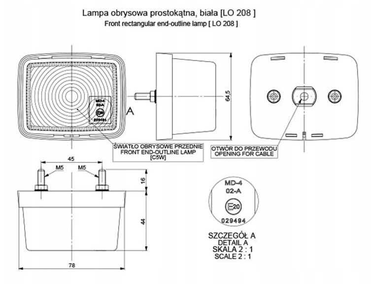 Lampa obrysowa pomarańczowa przyczepy przyczepki na żarówkę 12V 24V Typ samochodu Niezdefiniowany