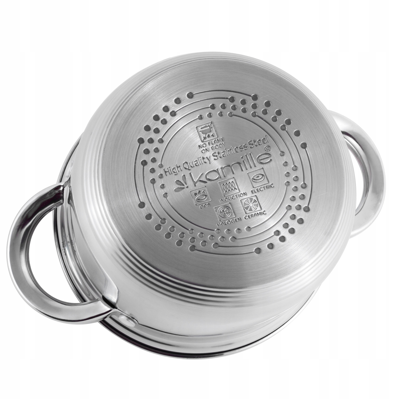 ZESTAW GARNKÓW ZE STALI POKRYWKI RONDEL 8 el. Materiał stal nierdzewna