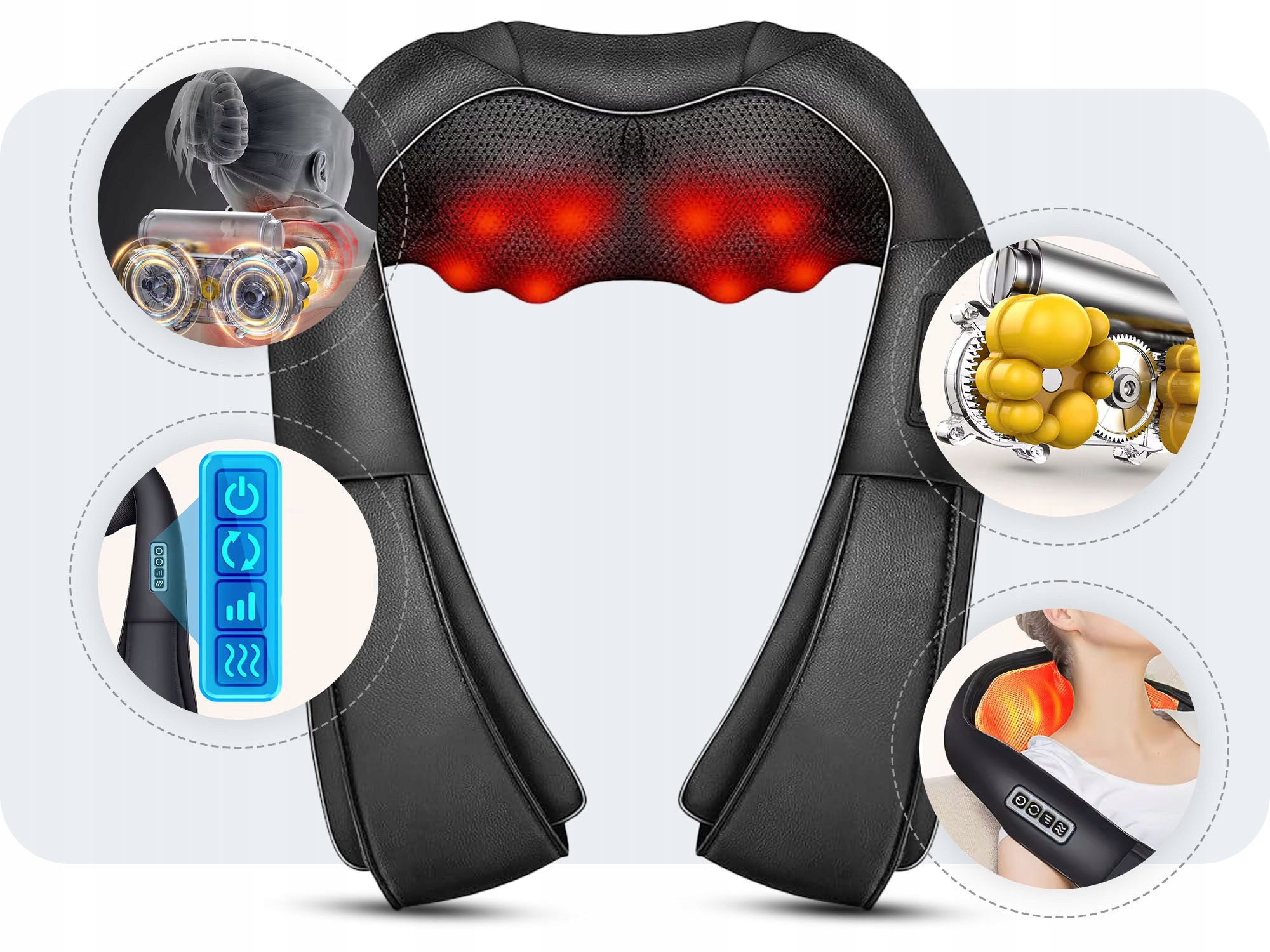 MASAŻER SHIATSU KARKU SZYI CIAŁA PODUSZKA MASUJĄCA DO MASAŻU + 2 ŁADOWARKI Kod producenta SDH256