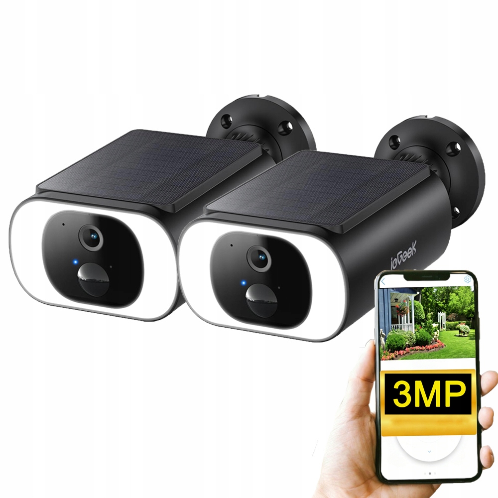 2x 3MPX venkovní bezdrátová bezpečnostní kamera se solárním panelem