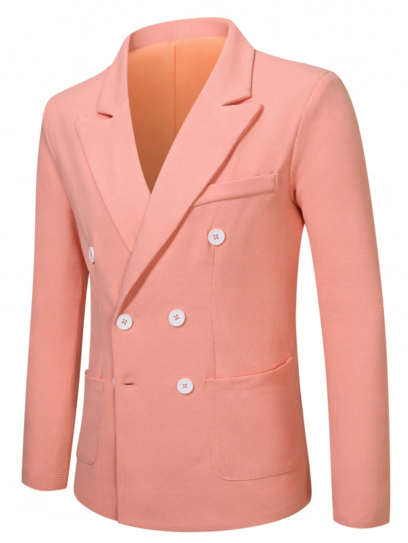 Sako Elegantní Dvouřadé Růžové Stylové Sako Shein L